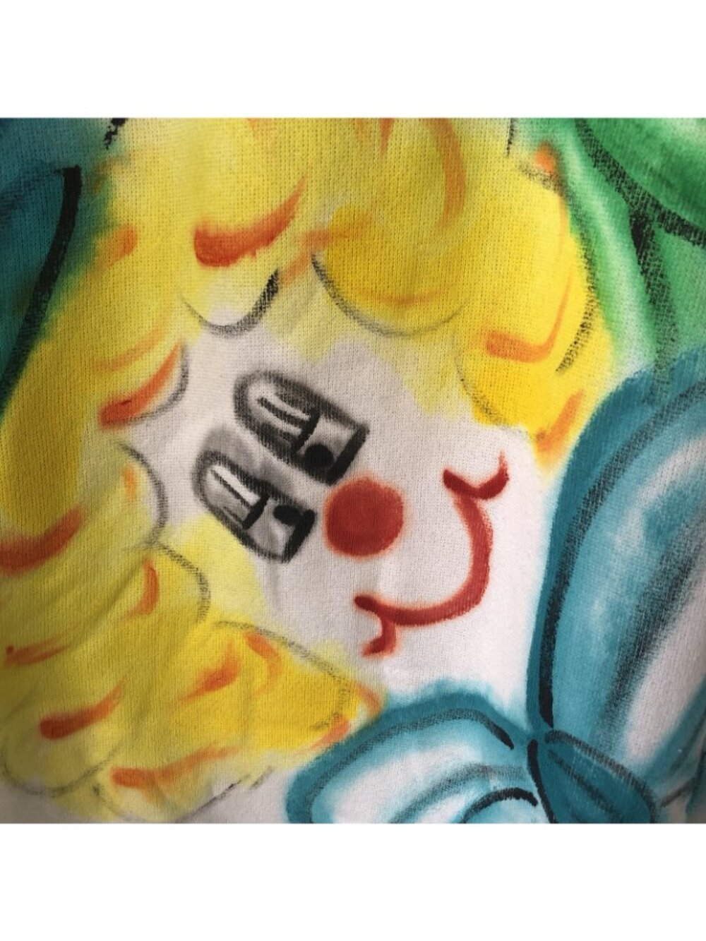Clown Sweatshirt Womens L Multicolor Airbrush Graphic Fleece USA Circus Party - Picture 11 of 15